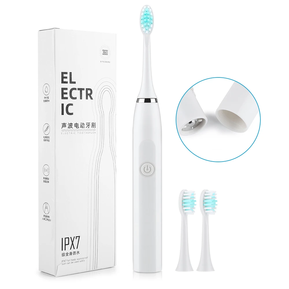 

Super Sonic Electric Toothbrushes for Adults Kid Smart Timer Whitening Toothbrush IPX7 Waterproof Replaceable AA Battery Version