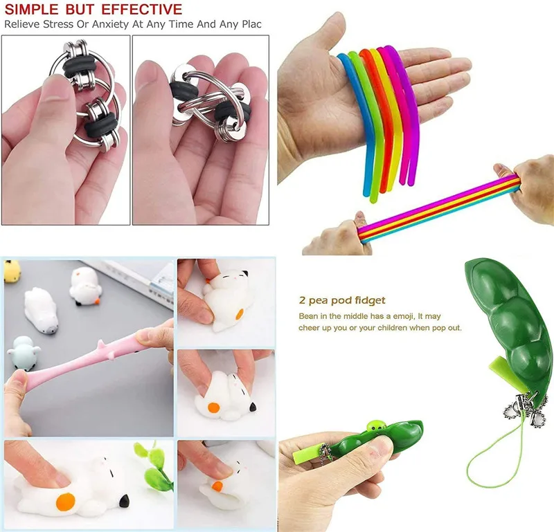 

Cheap Fidget Toys Pack Fidget Toy Set Simple Dimple Figetget Toys Pack with Tubes Fidget Toy Mini Marble Mesh Wacky Tracks