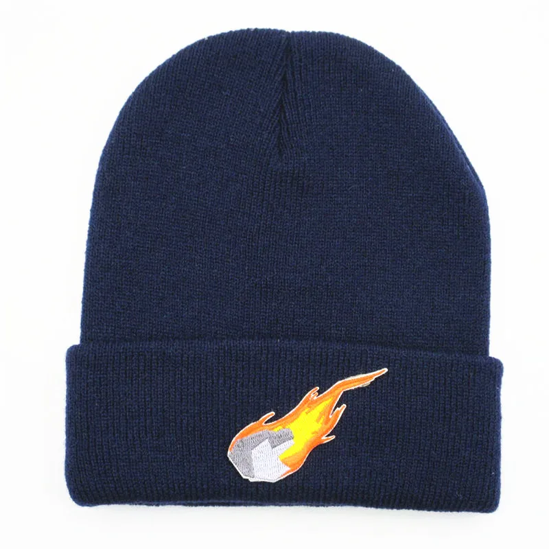 

Rock embroidery Thicken knitted hat winter warm hat Skullies cap beanie hat for men and women 192