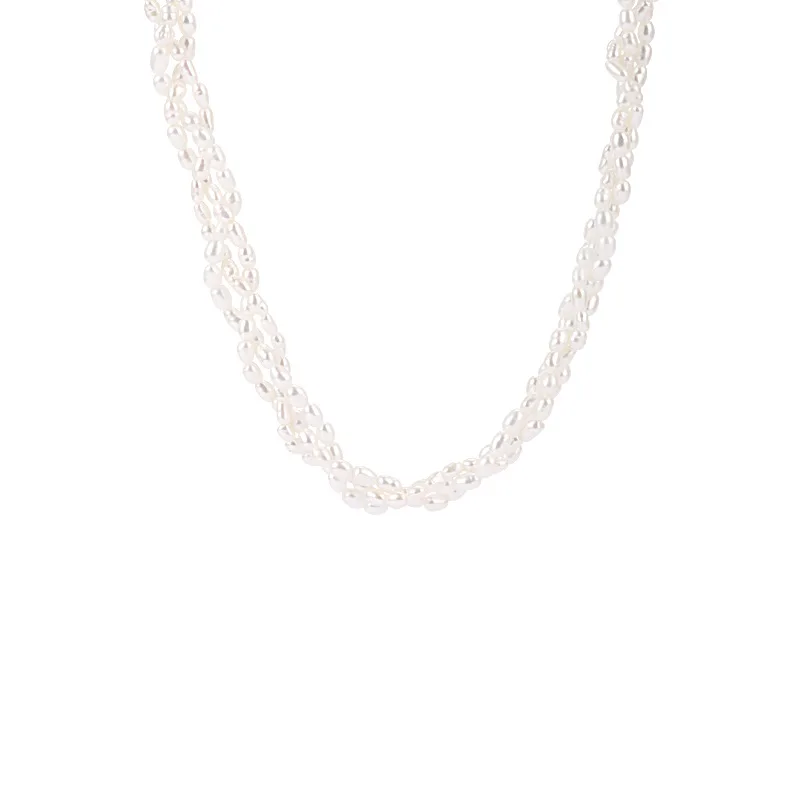 

Millet Pearl Necklace 925 Silver three Layers Choker Charm Minimalism Vintage Boho Bijoux Femme Collier Necklace Women Jewelry