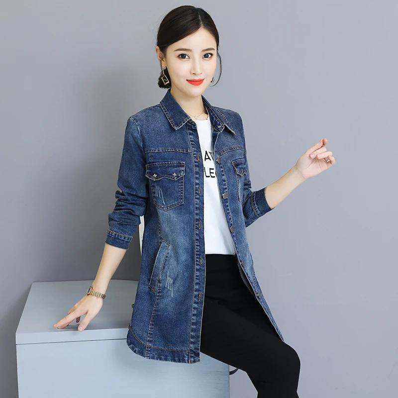 Женская джинсовая куртка ZQLZ размера плюс 5xl на осень новинка 2020 длинное джинсовое