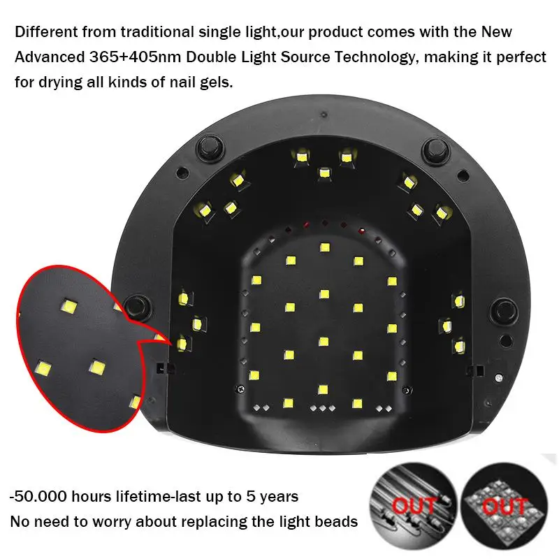 

72W LED Nail Dryer Lamp UV Nail Lamp EU US Plug Nail Lamp for Manicure LCD Display Drying All Gels Nail Polish Nail Art Tools