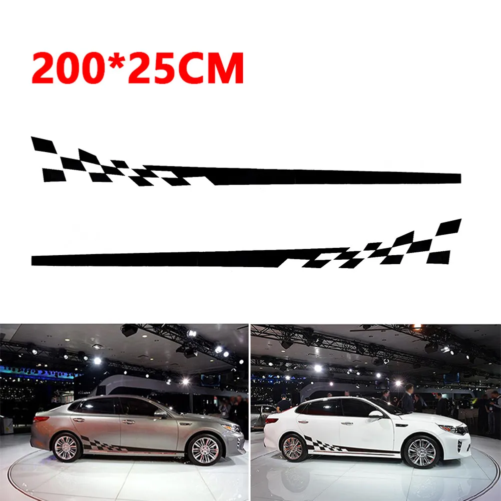 Черные 2 шт боковые полосы тела гоночные Гонки JDM автомобиля Виниловые наклейки Наклейка