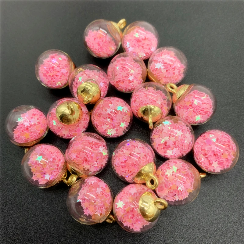 5 шт. 16 мм цветные прозрачные стеклянные шариковые Подвески в виде звезд для