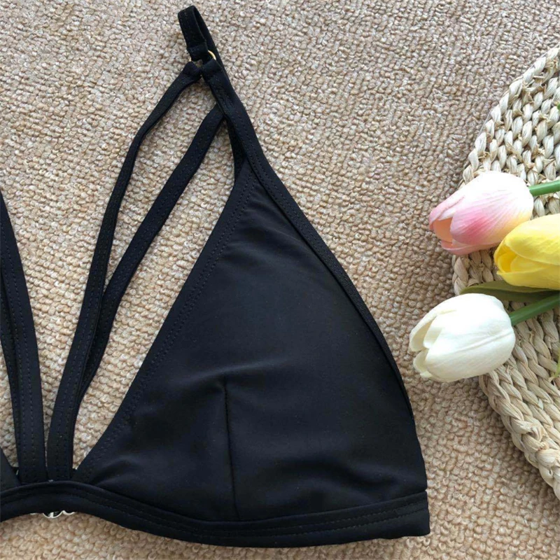 Летний черный купальник GNIM Женский комплект бикини пуш ап 2020 сексуальный с