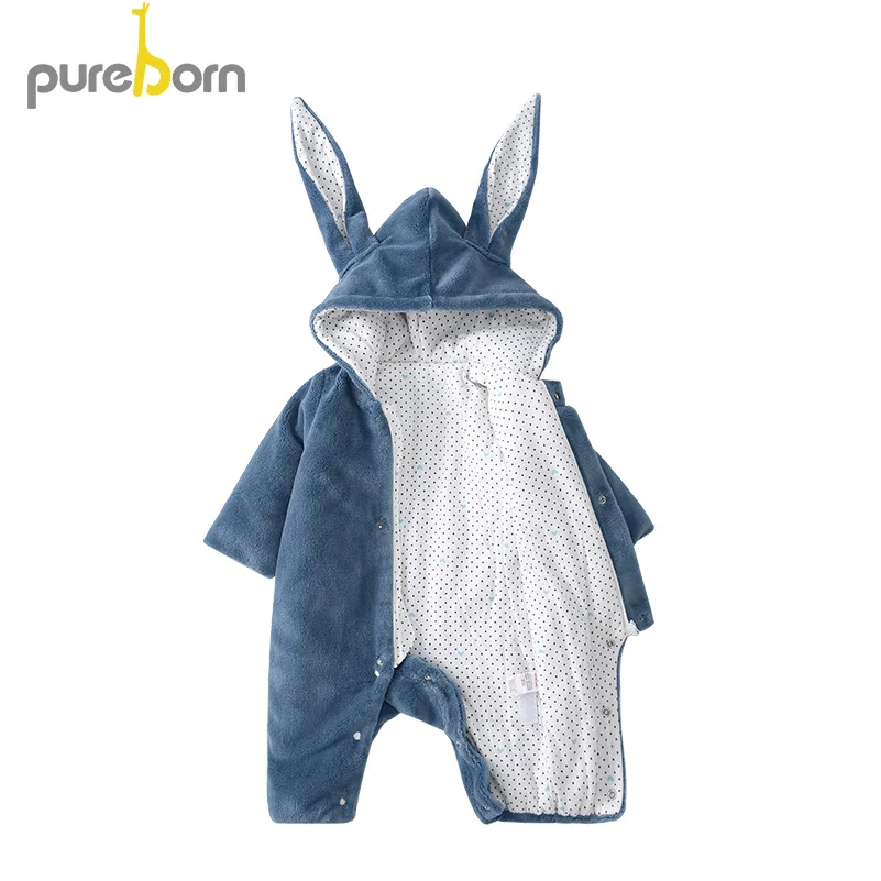 Pureborn новорожденных унисекс Детский комбинезон с капюшоном для мальчиков и
