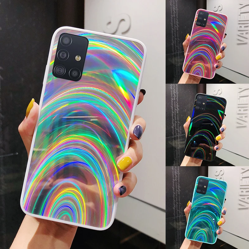 Радужный чехол для Samsung Galaxy A71 A51 A70 A50 A30 A20 A10S S20 Ultra S11 S10 S9 S8 Plus A7 2018 Note 10 Brilho Capa|Бамперы| |