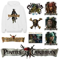 disney pirates of the caribbean patches iron on transfers for jacket skull heat thermal transfer for clothes punk badge applique