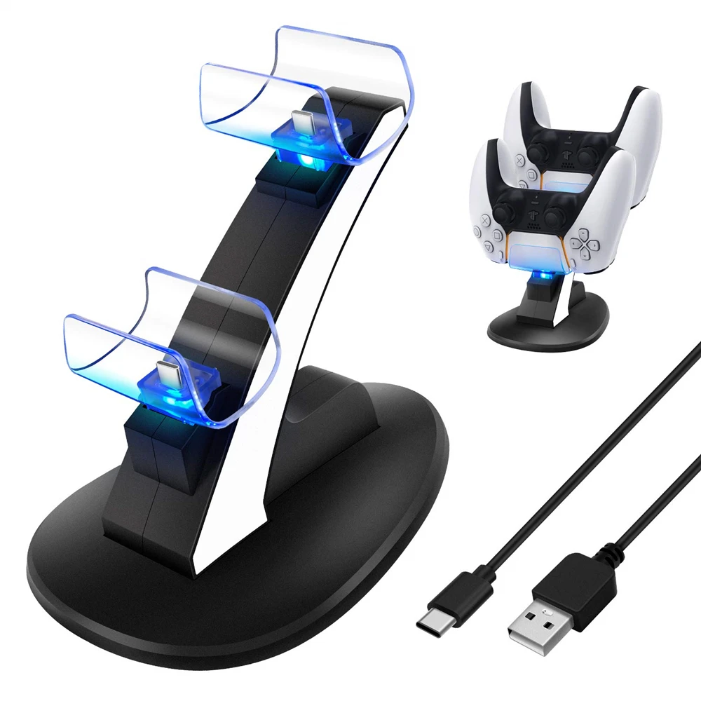 

Dual Charging PS5 Controller Charger for Playstation 5 DualSense Controller Base Bracket Fast Charging Station LED Indicator