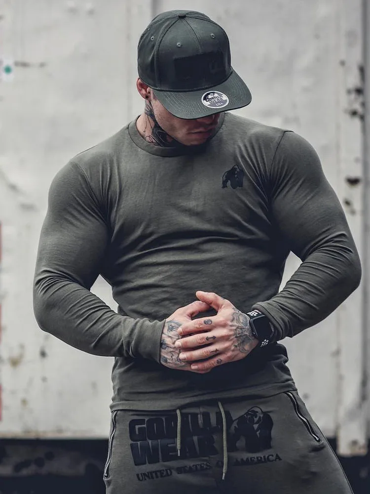 Cotton Long Gym Shirt Sport T Shirt Men Run Jogging Fitness T-shirt Compression Shirts Tops Male Running Shirt Men Clothing