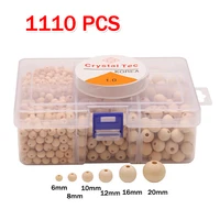 1110pcsbox round loose beads 6810121620mm wooden beads for diy craft accessories making jewelry bracelet painting supplies