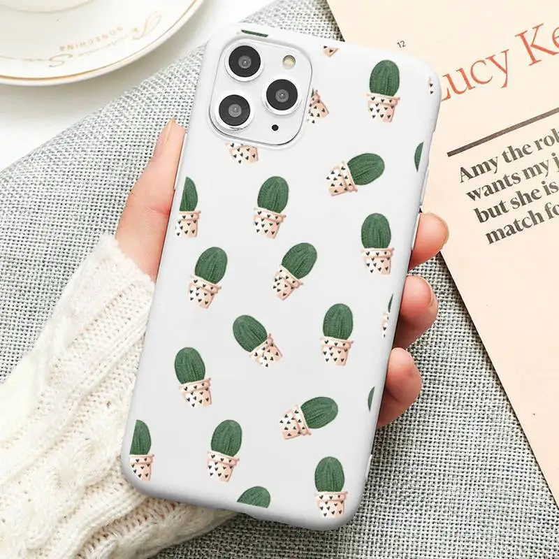 

Cute plant cortoon cactus Phone Case Candy Color for iPhone 11 12 mini pro XS MAX 8 7 6 6S Plus X 5S SE 2020 XR cover funda