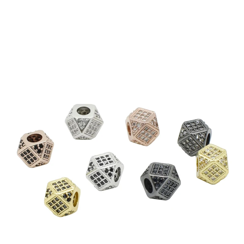 

3PCS 7x7MM Brass and Zircon Cube Spacer Beads Bracelets Beads Jewelry Making Supplies Diy Findings Accessories