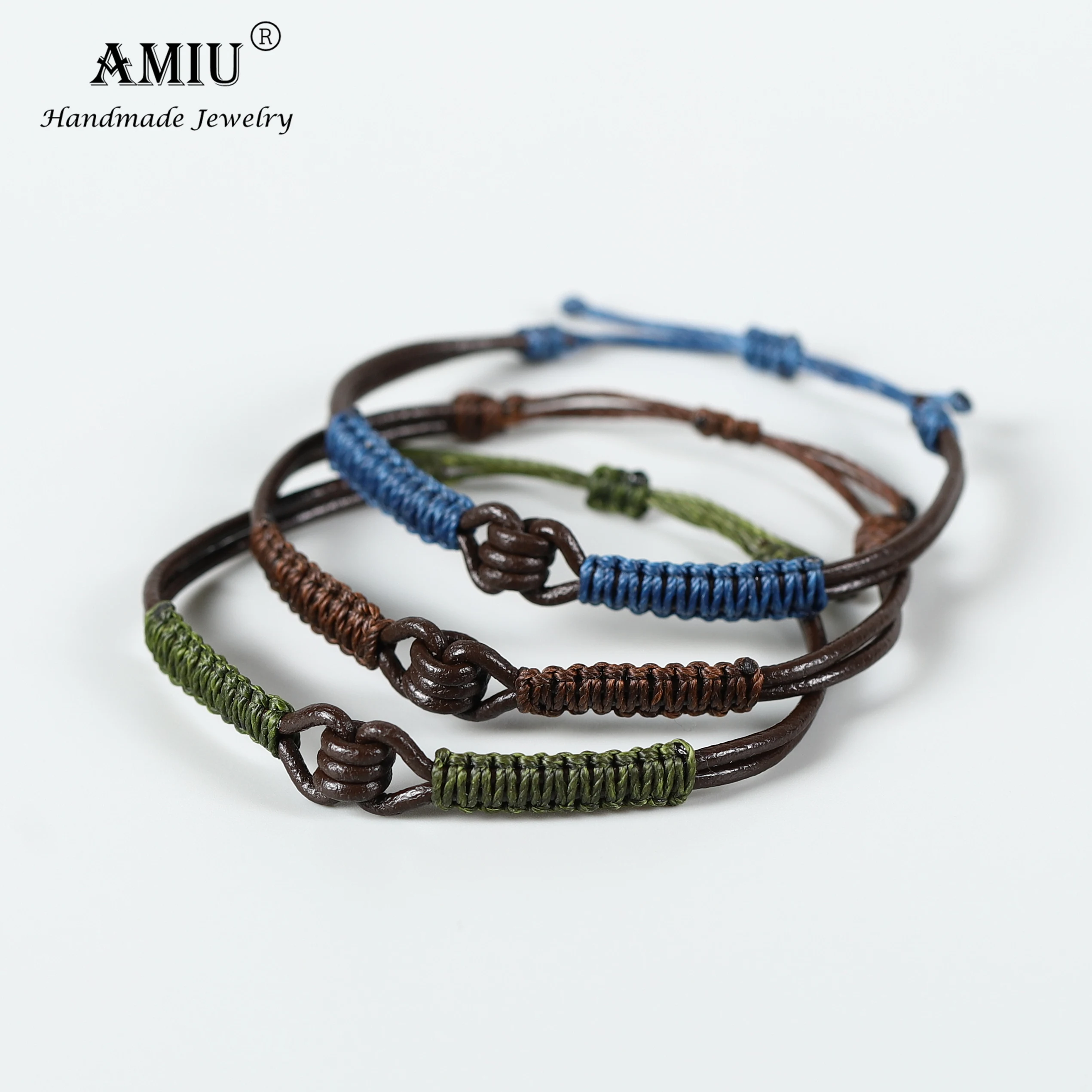 AMIU ручной работы из натуральной кожи с бантиком водостойкий воск нить счастливая