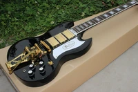 new standard custom jazz electric guitar black color guitarra 3 pickups gitaar gold color hardware vibrato system