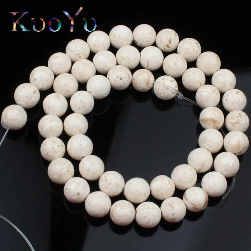 Natural White fossils Stone Beads Round Loose Spacer For Jewelry Making 6 8 10 12mm 15&quotInch Diy Earring Bracelet Jewellery | Украшения