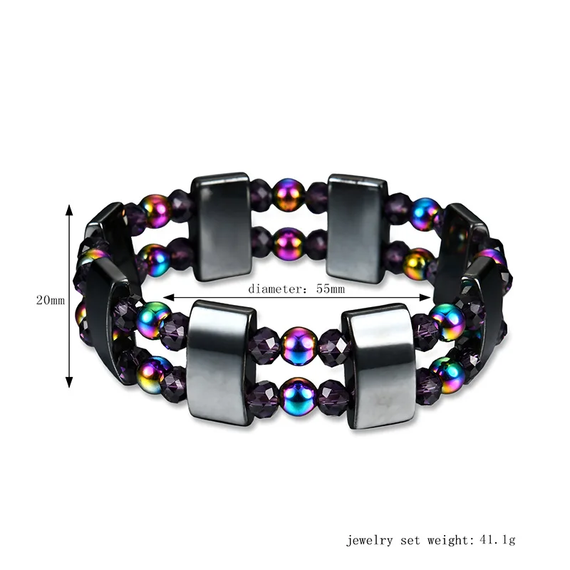 

Popular Fashion Double-Layer Black Magnet Colorful Bracelet Ladies Birthday Gift Summer Outing Accessories
