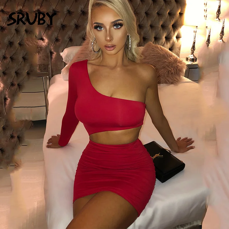 SRUBY белые пикантные вечерние платье для женщин на одно плечо с вырезами летняя