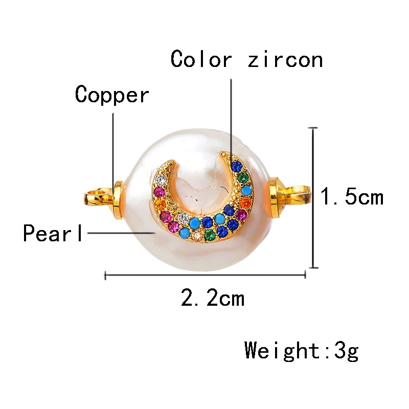 Luxury Jewelry Findings Micro Pave Zircon Pearl Shell Moon Charm Connectors Accessories For Women Bracelet Neckalce DIY Making | Украшения