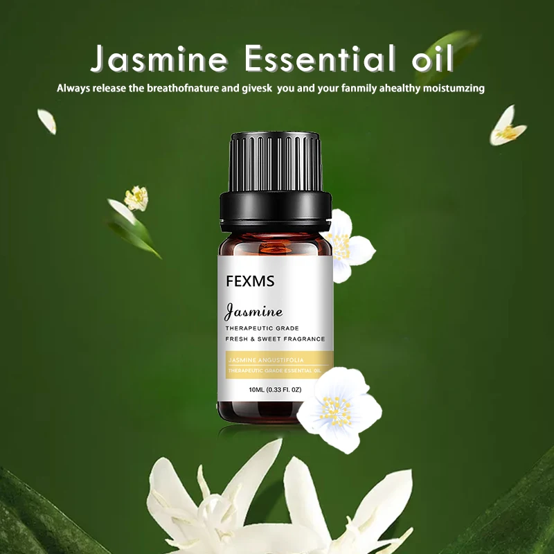 

100% Pure Organic Therapeutic Grade Jasmine Oil for Diffuser, Sleep, Perfume, Massage, Skin Care, Aromatherapy, Bath - 10ML