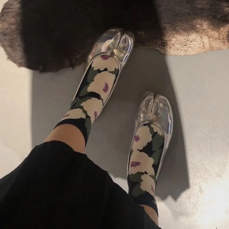 Модные японские хлопковые Мультяшные носки Tabi с разрезом на носках для мужчин и