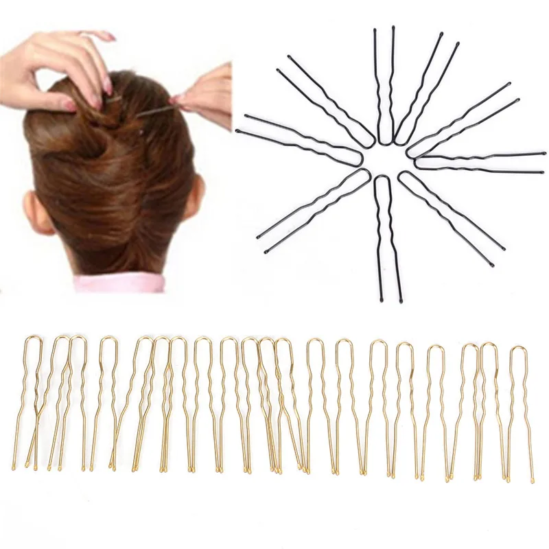 

Real U Shaped Hairpin Hair Clips 20pcs/lot Bobby Pins Metal Barrette Women Dish Tools Accessories Black/golden