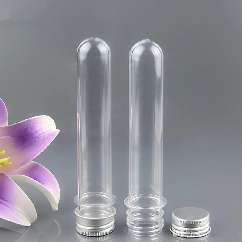 Прозрачная трубка для соли ванны 40 мл с алюминиевой крышкой куб. См прозрачная