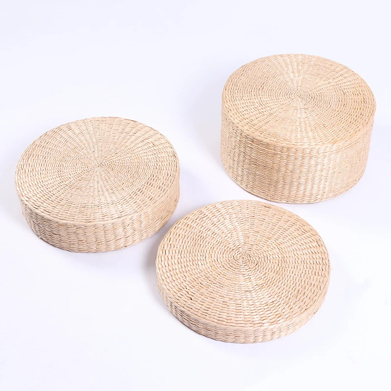

30x30x10cm Natural Straw Round Pouf Tatami Cushion Weave Handmade Pillow Floor Japanese Style Cushion Living Room Home Textile