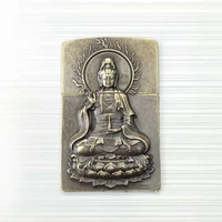 retro buddhist amulet guanyin buddha diy metal badge for zp kerosene oil lighters grind wheel lighter decor accessory wholesale