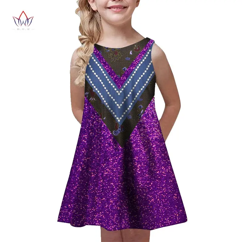

2021 NEW African Baby Clothing Traditional Girl Dashiki Cute Vestidos Sleeveless Kids Colourful Sequins Dress For Girls WYT610