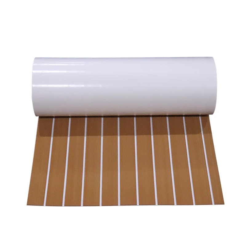 2400mmx900mm Self-Adhesive EVA Foam Marine Flooring Faux Boat Decking Sheet Brown White Teak Decking