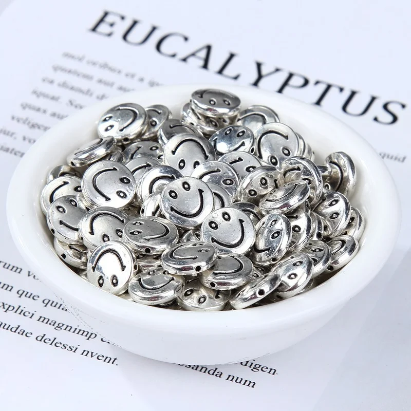 10 шт./пакет мм из алюминиевого сплава со смайликом акриловые бусины Свободные Spacer