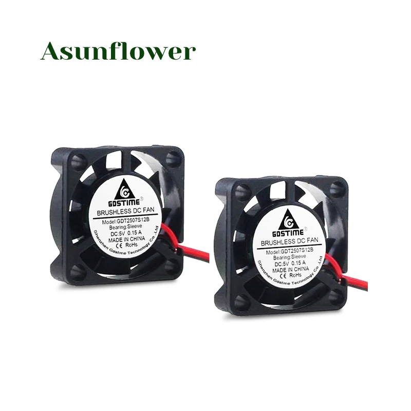 2 шт. 2507 DC 5V 0.15A 25x25x7 мм чехол для ПК Вентилятор pin мини Бесщеточный Кулер Настольный