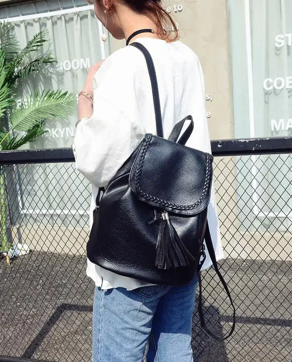 

Women's Backpack Korean Fashion Woven Tassel Personalized Versatile Pu Backpack