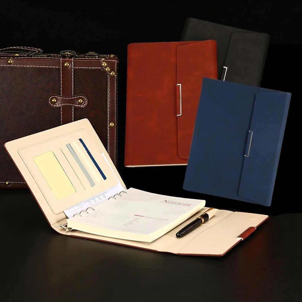 

Innovative Tri-fold Loose-leaf Notepad Business Faux Leather A5 Writing Notebook With Card Pocket Pen Cover