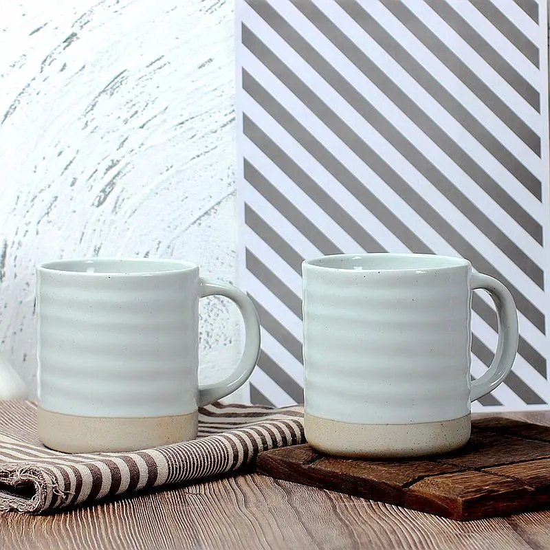 

Nordic Creative Mug White Mug Breakfast Coffee Milk Cup Drinkware Ripple Style Large Capacity Home Students
