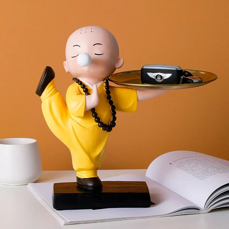 

Украшение дома орнамент Творческий буддийские статуэтки монахов для хранения с пластиной красное вино стеллаж для выставки товаров Гостин...