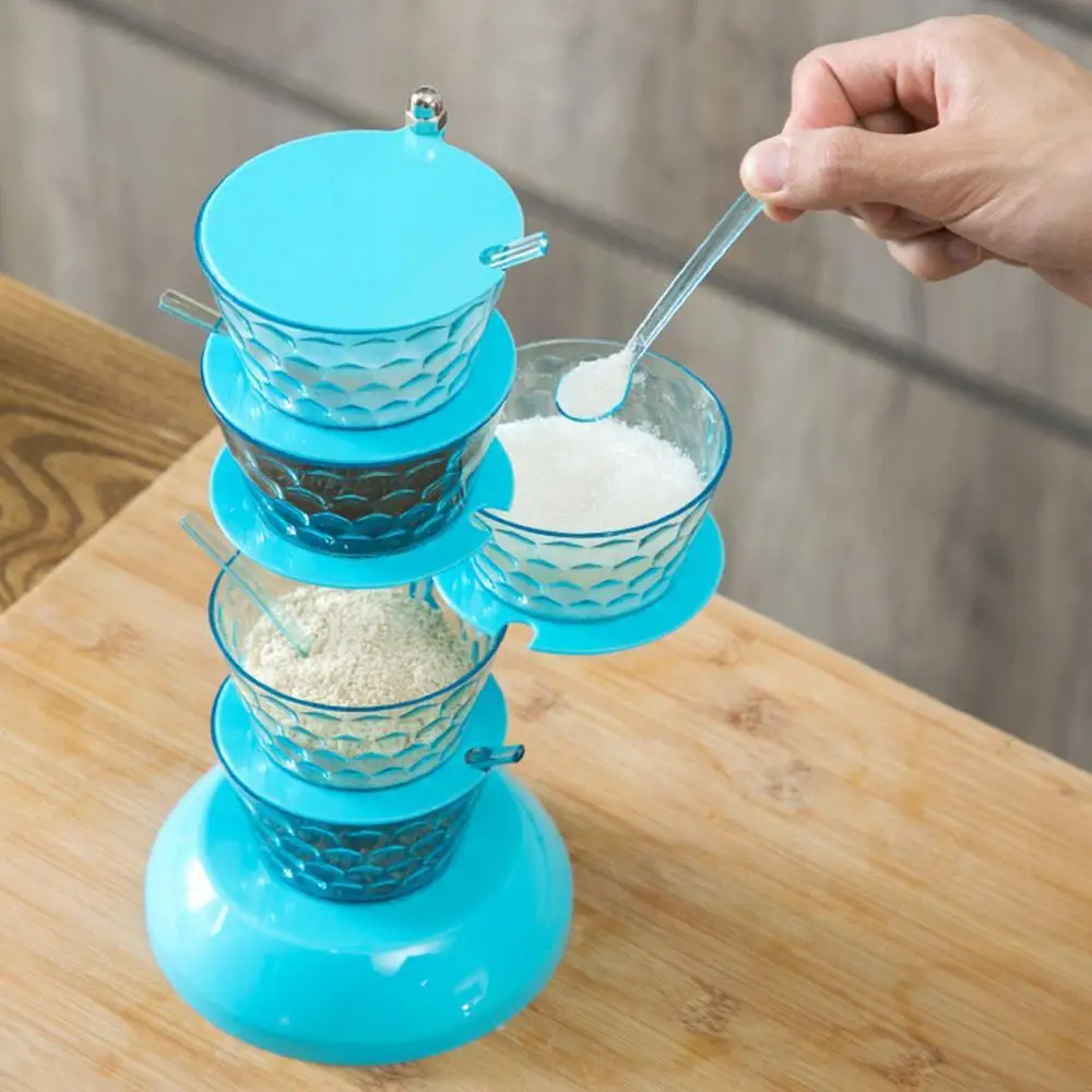 

Kitchen Seasoning Bottles Boxes Plastic Frame Rotating Condiment Storage Rack