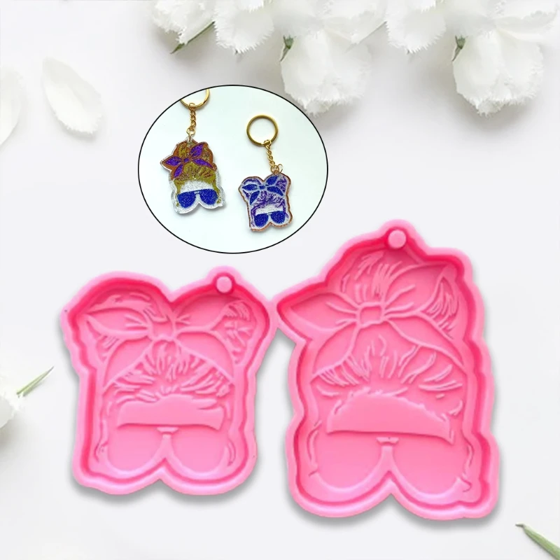 

Sunglasses Girl Keychain Resin Casting Silicone Mold Woman Keychain Combination Decorative Pendant Mold