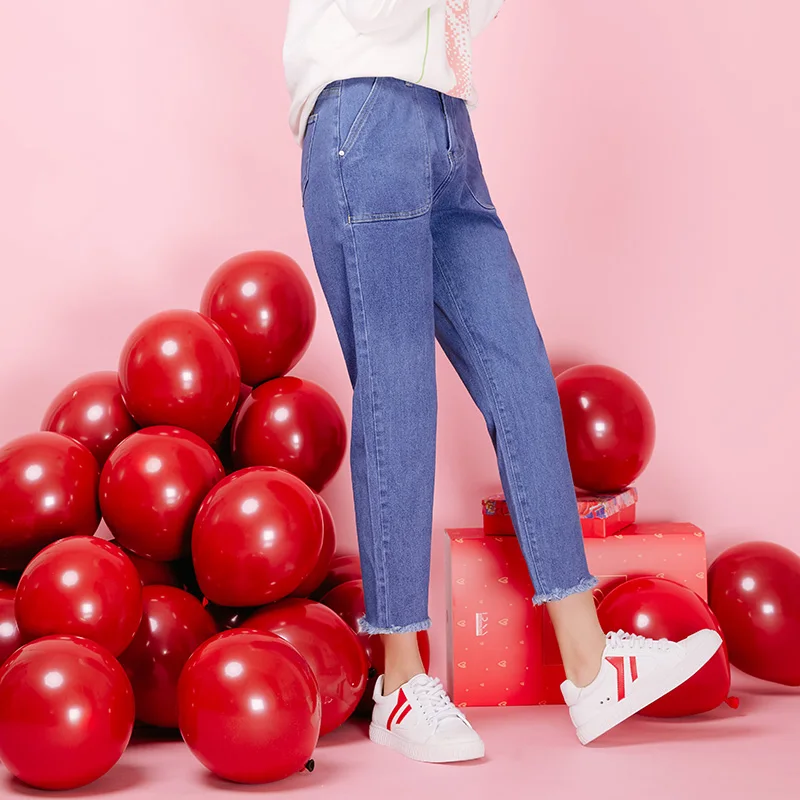 LEIJIJEANS Новое поступление свободные женские штаны-шаровары со средней посадкой с