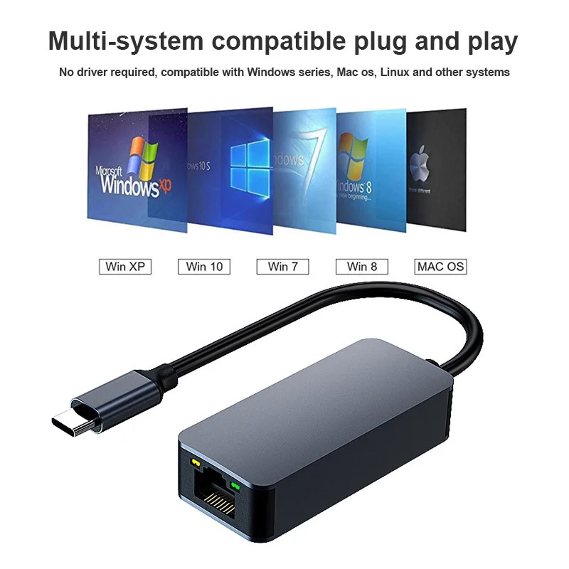 Сетевой адаптер USB C Ethernet к RJ45 для ноутбука Macbook Pro Samsung 2 5G Сетевая карта |
