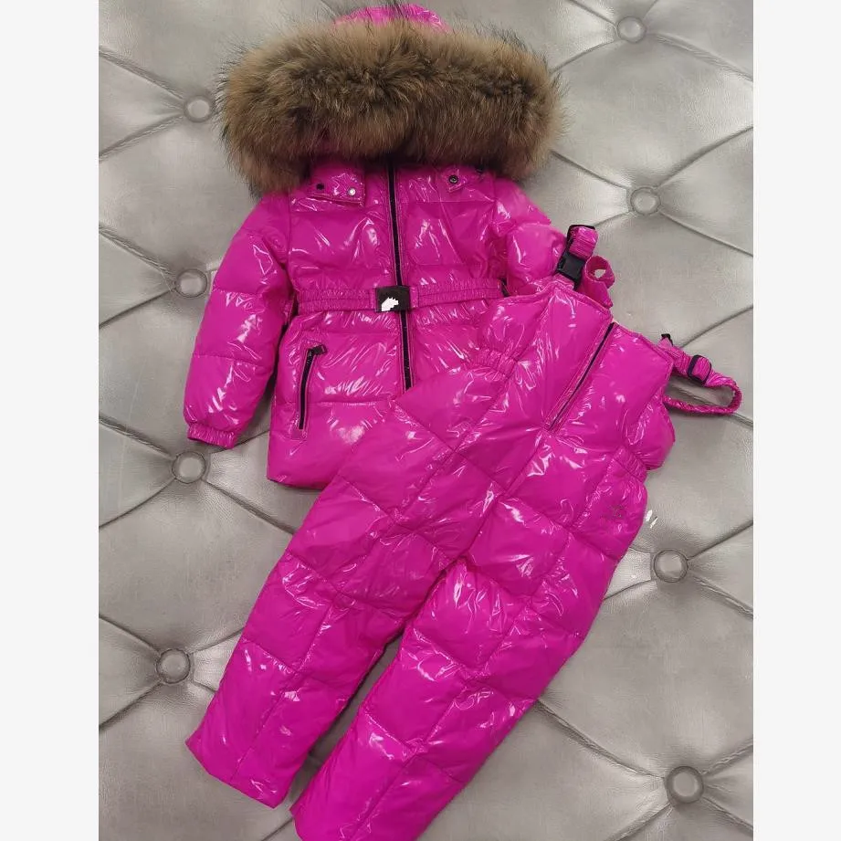 New Russia Winter Children Hooded Warm Glossy Coat Kids Thicker waterproof Snow Wear Outerwear Down Jackets For girls boys Y3392