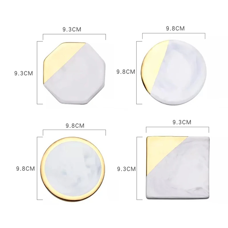 

Cup Mat Ceramic Coaster Pad Heat Resistant Marble Pattern For Kitchen Home Coffee Tea DSD666