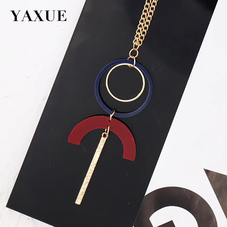 Круглые амулеты акриловый ацетат лист кулон кисточки длинная цепь женское