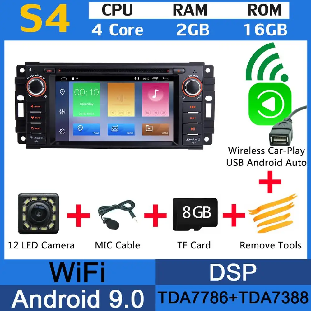 MTK Wireless CarPlay PX6 4G+ 64G Android 9,0 Автомобильный DVD радио gps для Jeep Wrangler Компас Commander Cherokee Dodge caliber путешествие Liberty CarPlay DSP - Цвет: MTK Wireless CarPlay
