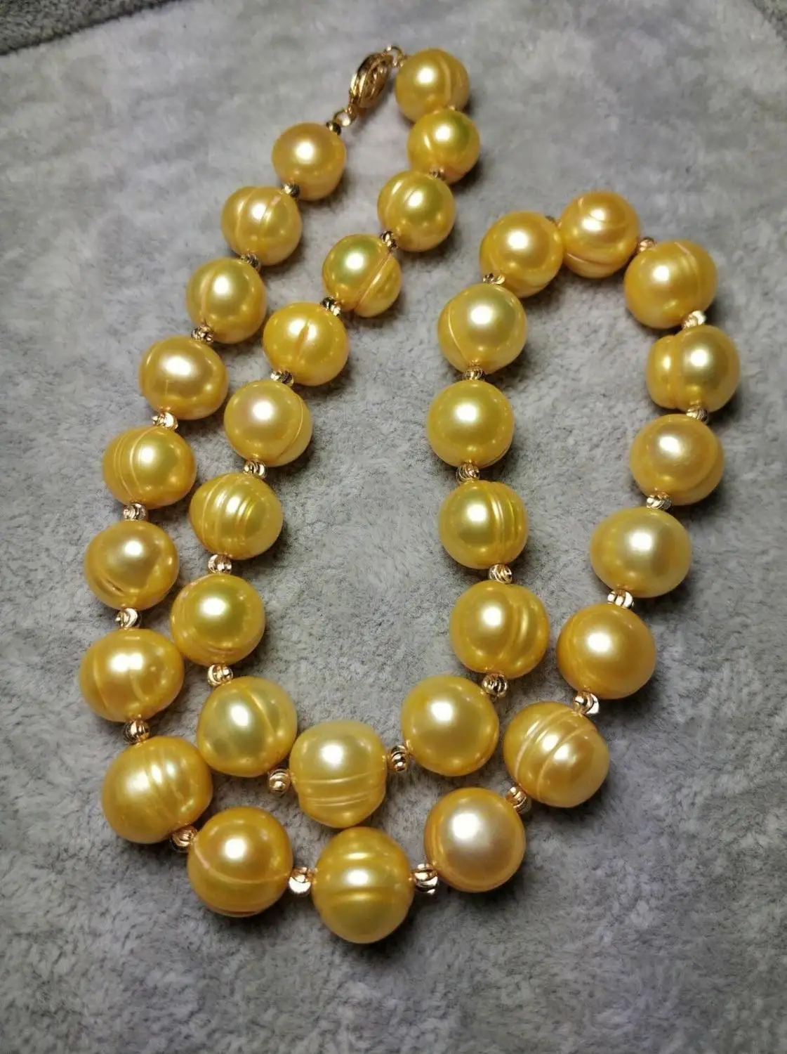 

18" Baroque AAA 10-11MM golden SOUTH SEA NATURAL PEARL NECKLACE