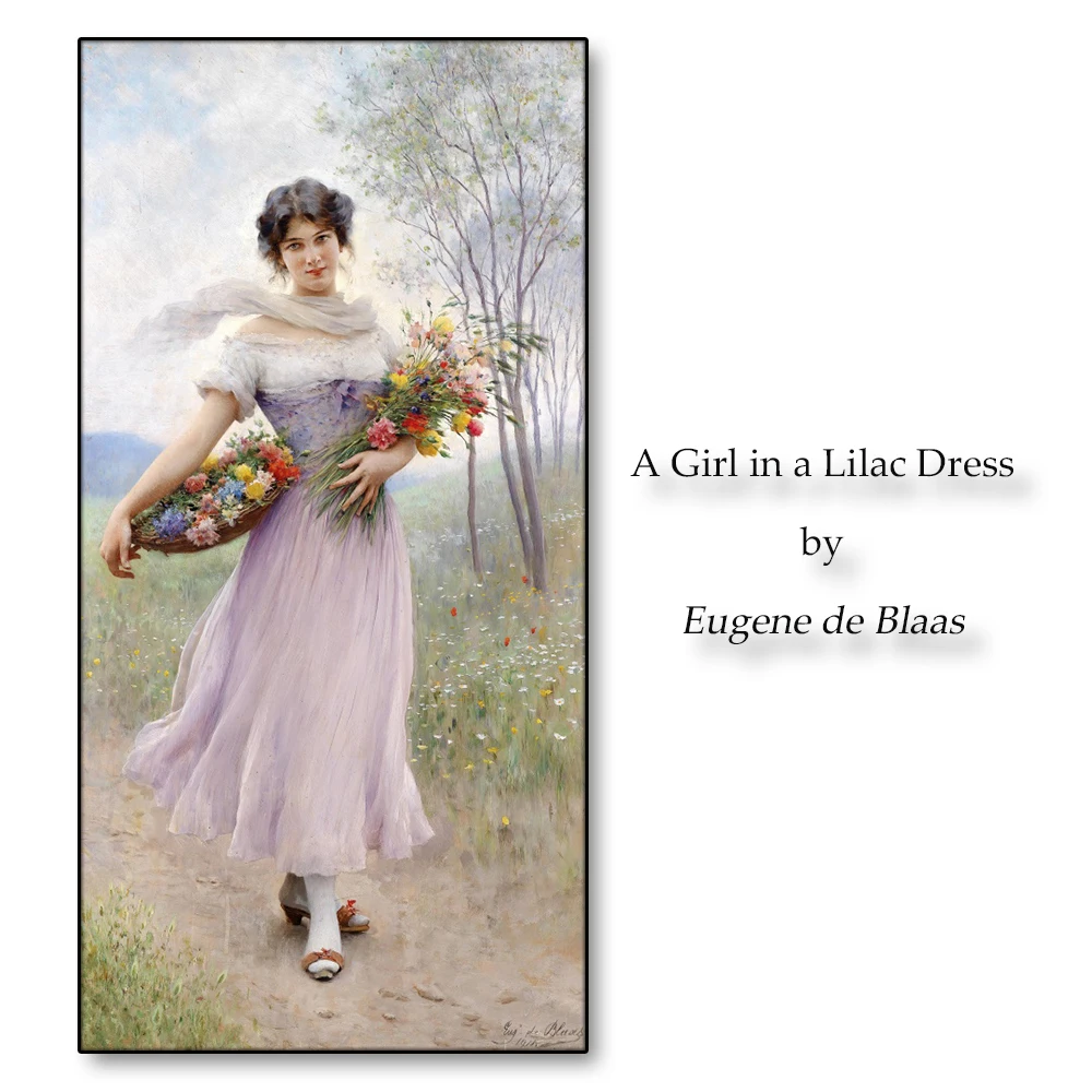 

A Girl in Lilac Dress by Blaas Canvas Painting Calligraphy Posters Pictures Wall Art Prints Decoration For Living Room Bedroom