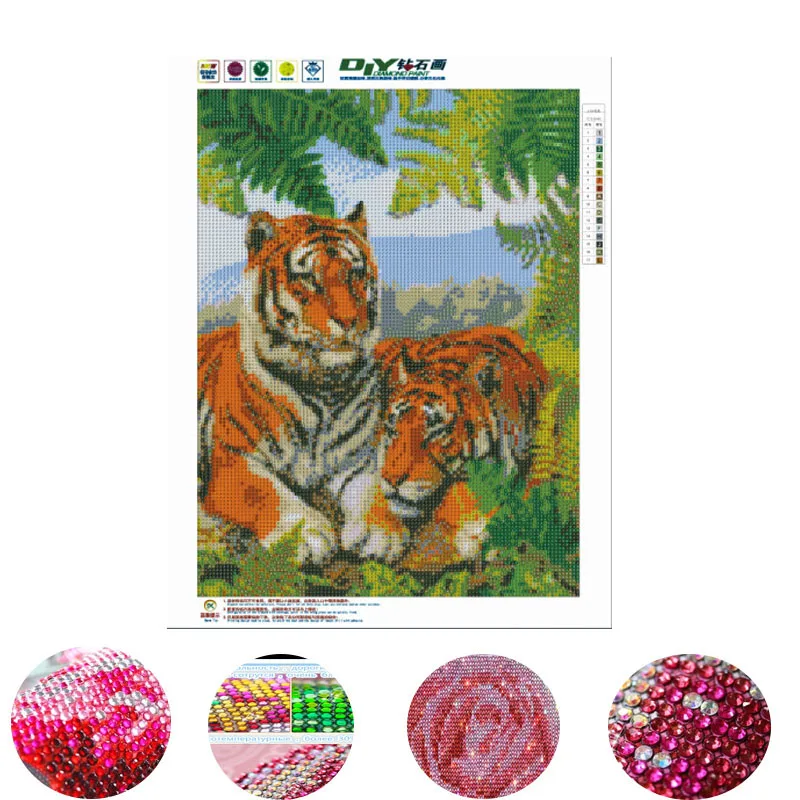 2018 new arrived crystal diamond painting tiger flower tree cross stitch kit embroidery resin drill mosaic pattern | Дом и сад