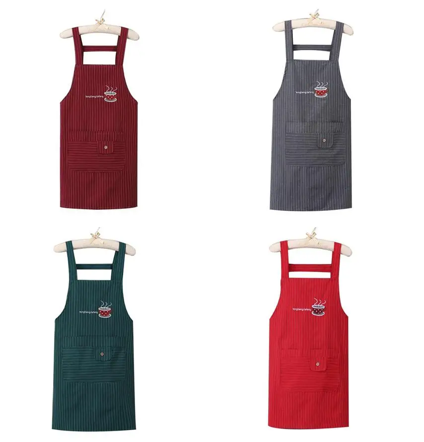 

Простая хлопковая фартук без рукавов на бретельках с вышивкой для магазина молочного чая маслостойкая модная Женская рабочая одежда