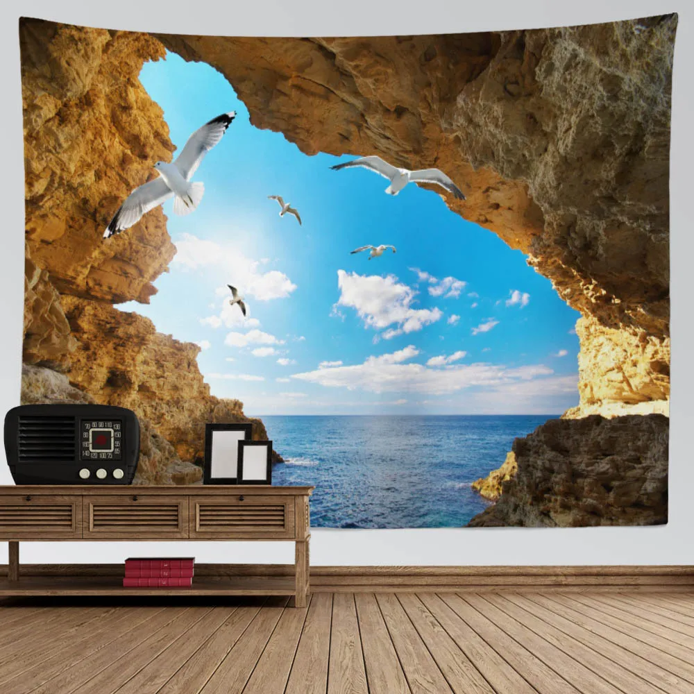 SepYue океан гобелен настенный психоделический гобелены пейзаж пещера дорога стена